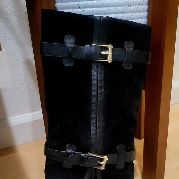 Cole Haan Black Heeled Boots "Kennedy" Leather & Suede - Picture 6 of 6